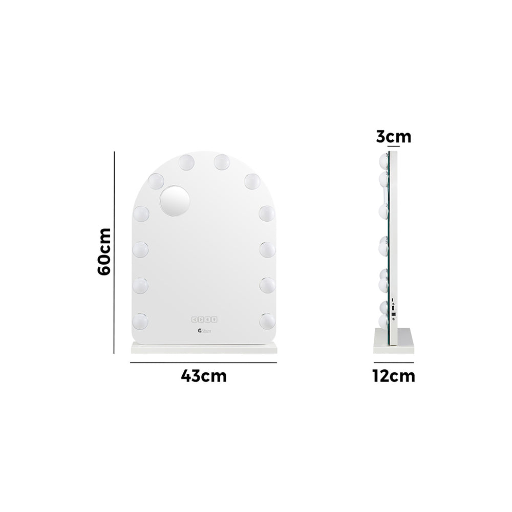 Oikiture LED Arched Makeup Mirror Bluetooth 61x43cm-Makeup Mirrors-PEROZ Accessories