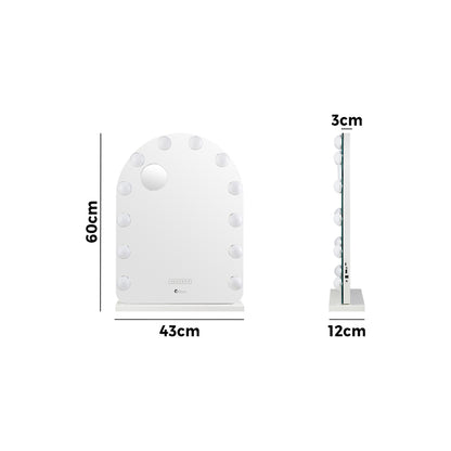 Oikiture LED Arched Makeup Mirror Bluetooth 61x43cm-Makeup Mirrors-PEROZ Accessories