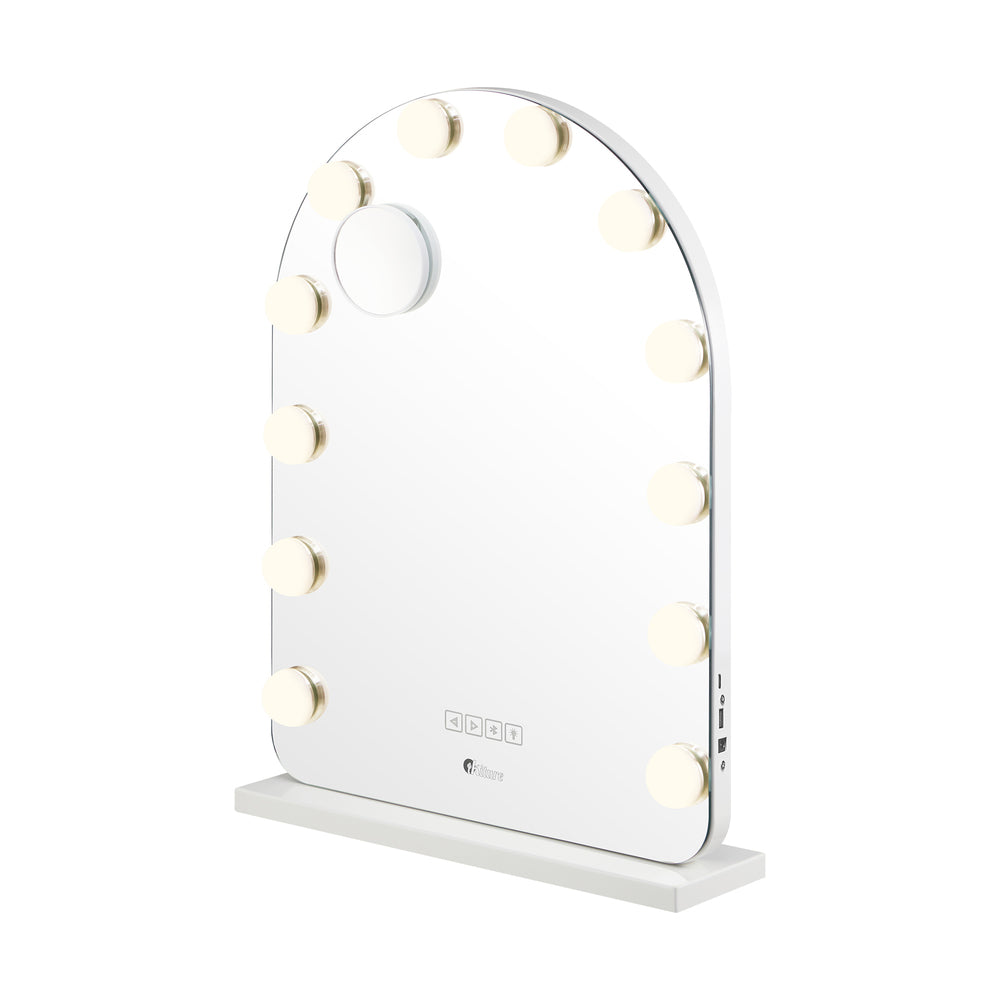 Oikiture LED Arched Makeup Mirror Bluetooth 61x43cm-Makeup Mirrors-PEROZ Accessories