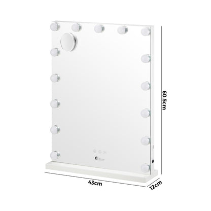 Oikiture LED Makeup Mirror Bluetooth Hollywood 61x43cm-Makeup Mirrors-PEROZ Accessories