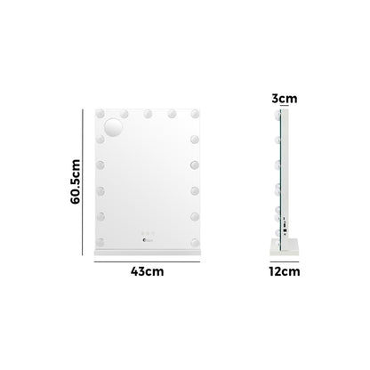 Oikiture LED Makeup Mirror Bluetooth Hollywood 61x43cm-Makeup Mirrors-PEROZ Accessories