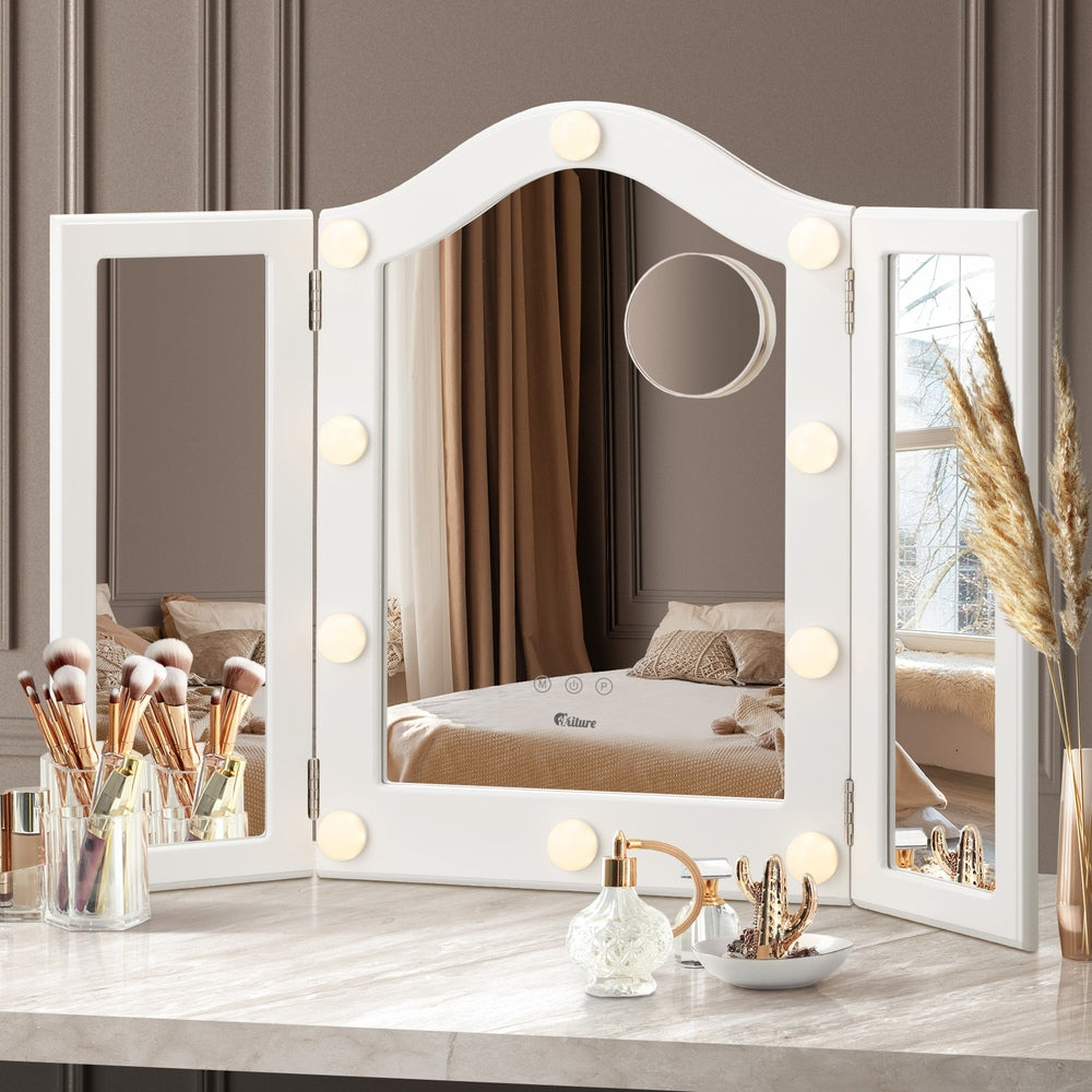 Oikiture Wooden Makeup Mirror 73x53cm USB Type C Port-Makeup Mirrors-PEROZ Accessories
