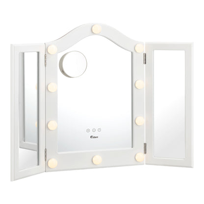 Oikiture Wooden Makeup Mirror 73x53cm USB Type C Port-Makeup Mirrors-PEROZ Accessories