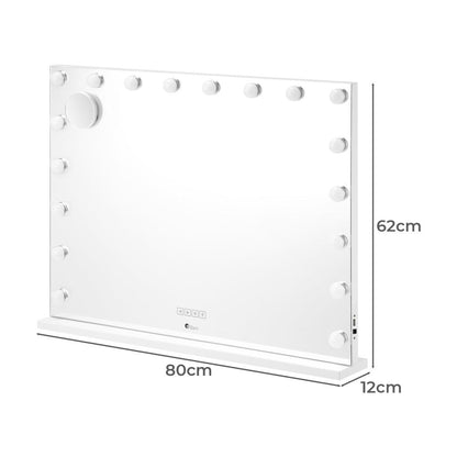 Oikiture Bluetooth Hollywood Makeup Mirrors with LED Light 80x58cm Vanity Mirror-Makeup Mirrors-PEROZ Accessories