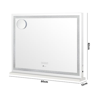 Oikiture Bluetooth Makeup Mirror Crystal LED 80x62cm-Makeup Mirrors-PEROZ Accessories