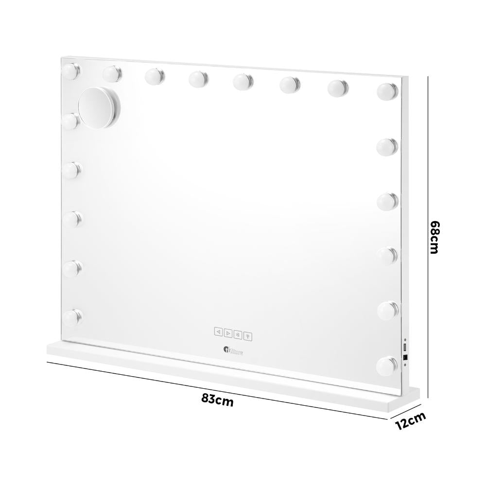 Oikiture Bluetooth Hollywood Makeup Mirror LED 80x68cm-Makeup Mirrors-PEROZ Accessories