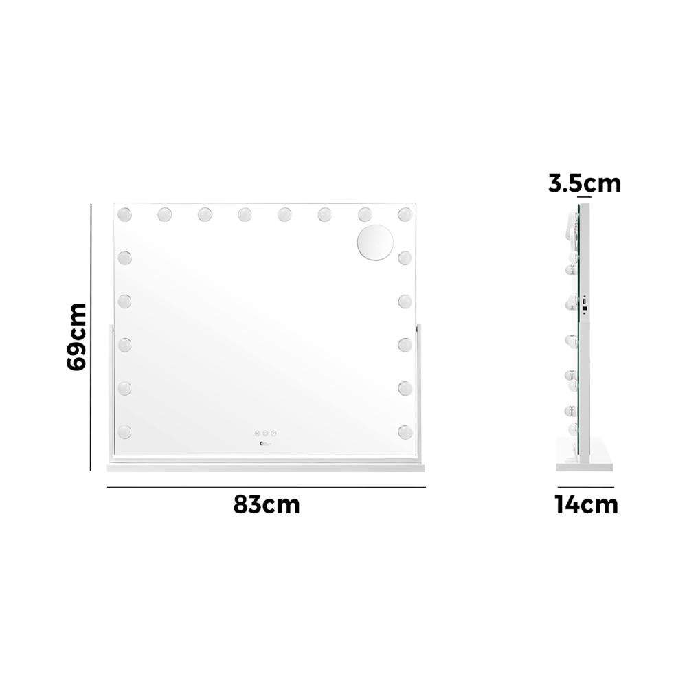 Oikiture Makeup Mirrors LED Bluetooth Rotatable 80x65cm-Makeup Mirrors-PEROZ Accessories