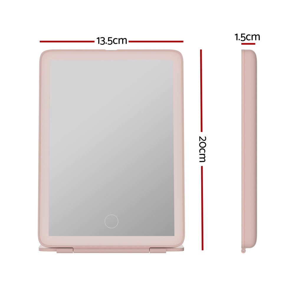 Embellir Compact Makeup Mirror w/ LED Light Portable Foldable Travel Beauty Pink-Health &amp; Beauty &gt; Makeup Mirrors-PEROZ Accessories