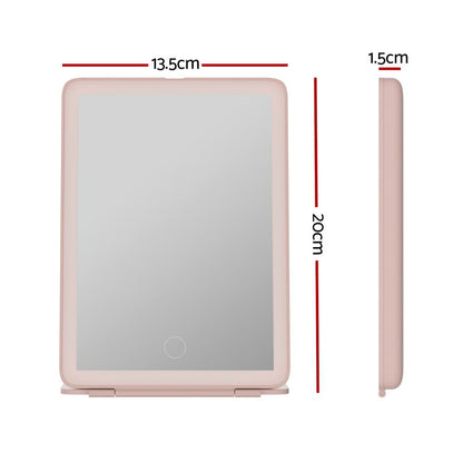 Embellir Compact Makeup Mirror w/ LED Light Portable Foldable Travel Beauty Pink-Health &amp; Beauty &gt; Makeup Mirrors-PEROZ Accessories