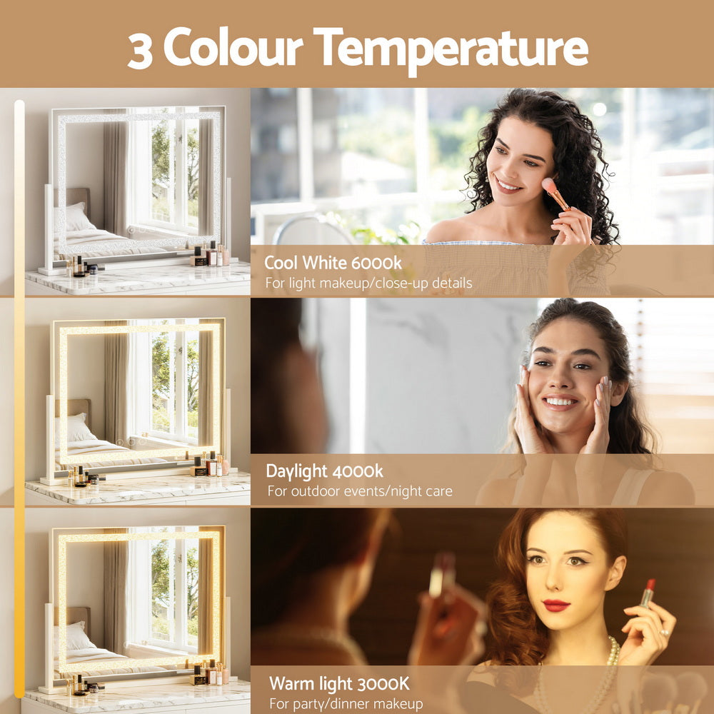 Embellir Makeup Mirror 60x50cm 360～ Rotatable Vanity Mirror with Lights Crystal LED-Health &amp; Beauty > Makeup > Makeup Mirrors-PEROZ Accessories