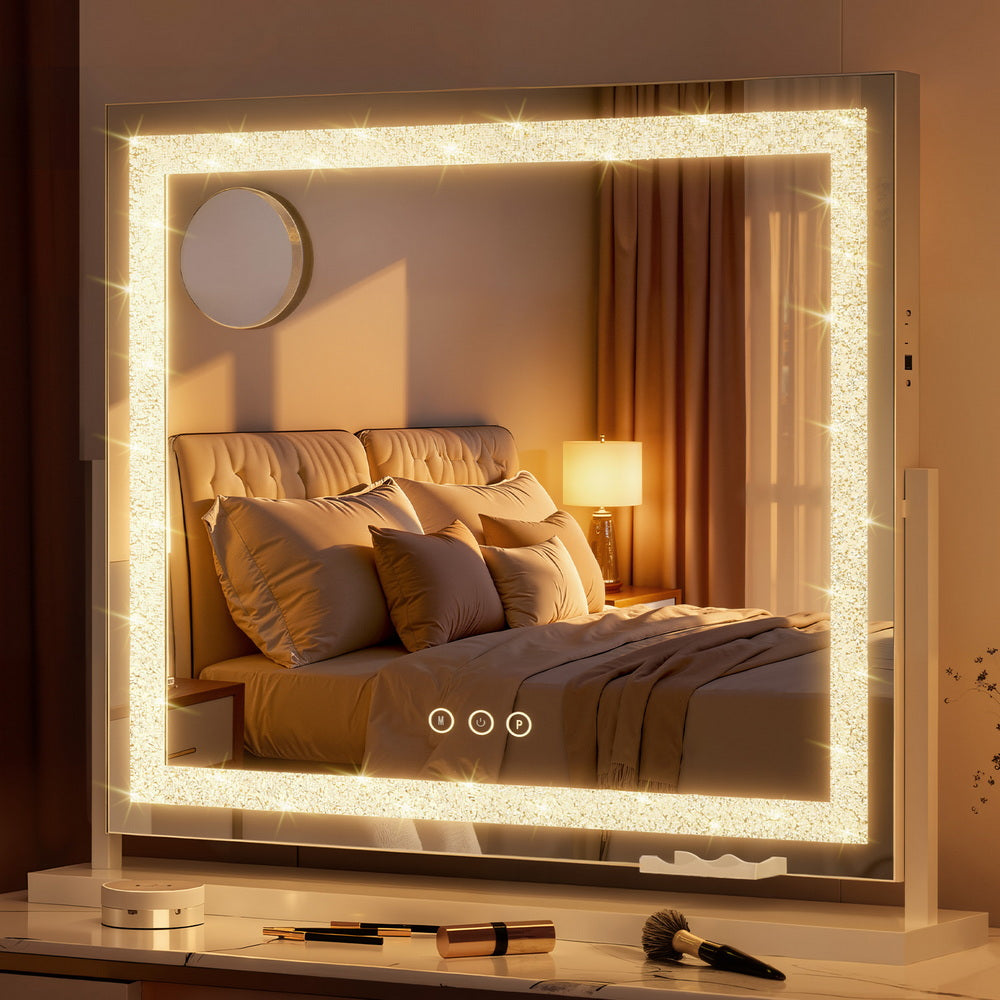 Embellir Makeup Mirror 60x50cm 360～ Rotatable Vanity Mirror with Lights Crystal LED-Health &amp; Beauty > Makeup > Makeup Mirrors-PEROZ Accessories