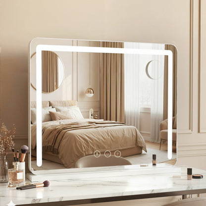 Embellir Makeup Mirror 60x50cm Hollywood Vanity with LED Light Tabletop White-Makeup Mirrors-PEROZ Accessories