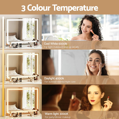 Embellir Makeup Mirror 80x58cm 360～ Rotatable Vanity Mirror with Lights Bright Light Strip Adjustable-Health &amp; Beauty > Makeup > Makeup Mirrors-PEROZ Accessories