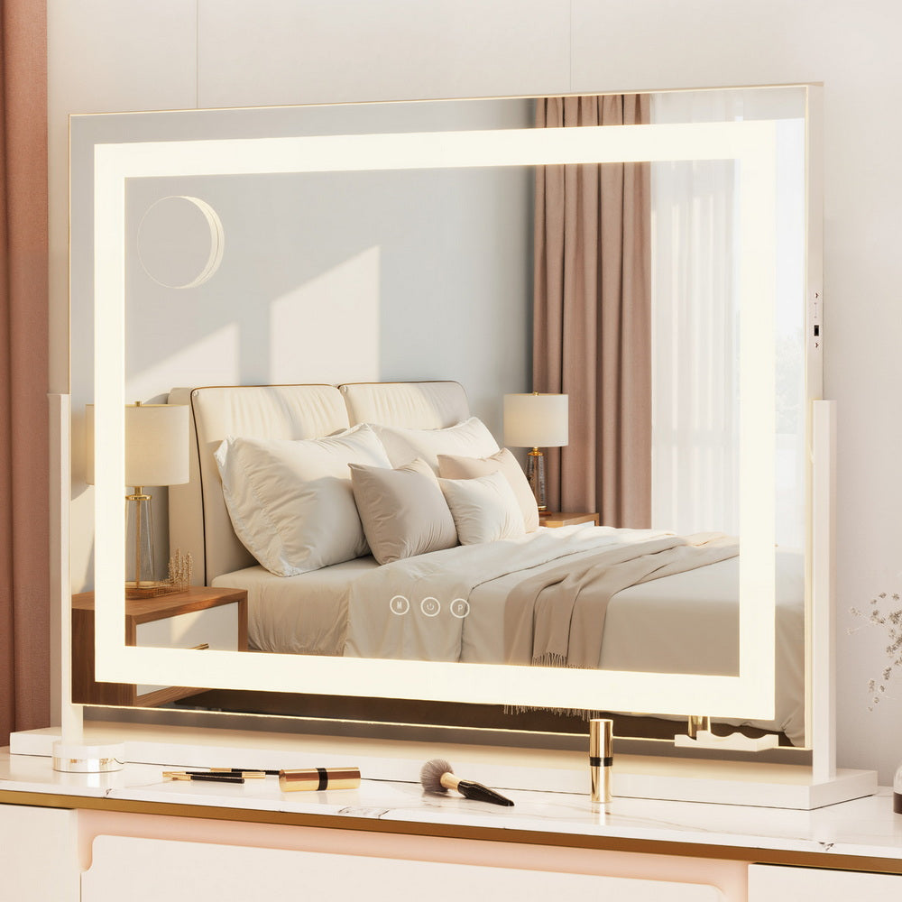 Embellir Makeup Mirror 80x58cm 360～ Rotatable Vanity Mirror with Lights Bright Light Strip Adjustable-Health &amp; Beauty > Makeup > Makeup Mirrors-PEROZ Accessories
