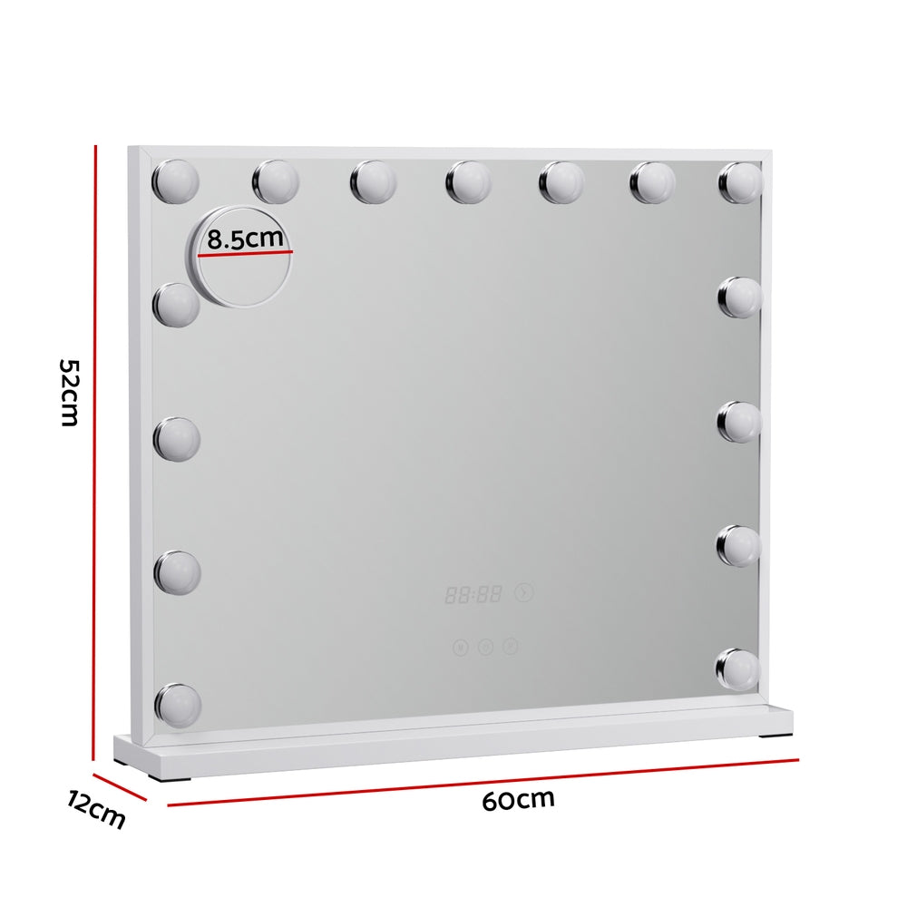 Embellir Makeup Mirror 60x52cm Hollywood Vanity with LED Light Tabletop White-Health &amp; Beauty &gt; Makeup &gt; Makeup Mirrors-PEROZ Accessories
