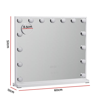 Embellir Makeup Mirror 60x52cm Hollywood Vanity with LED Light Tabletop White-Health &amp; Beauty &gt; Makeup &gt; Makeup Mirrors-PEROZ Accessories