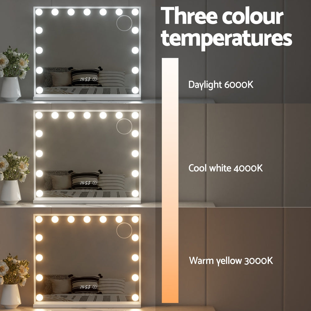 Embellir Makeup Mirror 60x52cm Hollywood Vanity with LED Light Tabletop White-Health &amp; Beauty &gt; Makeup &gt; Makeup Mirrors-PEROZ Accessories
