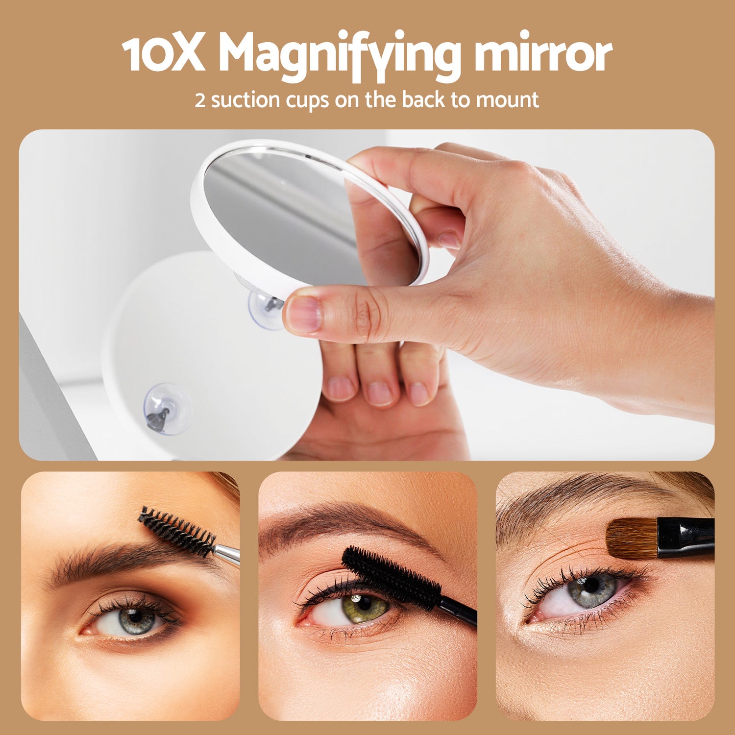 80x65cm Embellir Makeup Mirror Hollywood Vanity with LED Light White Frame-Makeup Mirrors-PEROZ Accessories