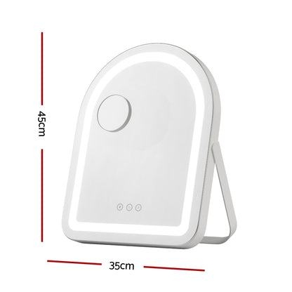 Embellir Makeup Mirror 35x45cm Dressing Vanity LED Stripe Light with 5x Magnification Rotation White Arch-Health &amp; Beauty &gt; Makeup &gt; Makeup Mirrors-PEROZ Accessories