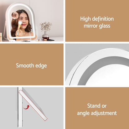 Embellir Makeup Mirror 35x45cm Dressing Vanity LED Stripe Light with 5x Magnification Rotation White Arch-Health &amp; Beauty &gt; Makeup &gt; Makeup Mirrors-PEROZ Accessories