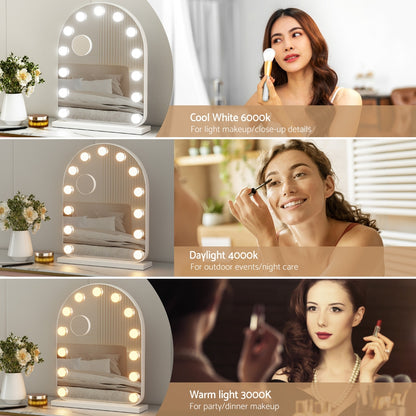 Embellir Makeup Mirror 40x50cm Dressing Vanity LED Bulb Light with 5x Magnification White Arch-Health &amp; Beauty &gt; Makeup &gt; Makeup Mirrors-PEROZ Accessories