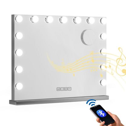 Embellir Bluetooth Makeup Mirror 58x46cm Hollywood Vanity with LED Light Wall-Furniture > Bathroom-PEROZ Accessories