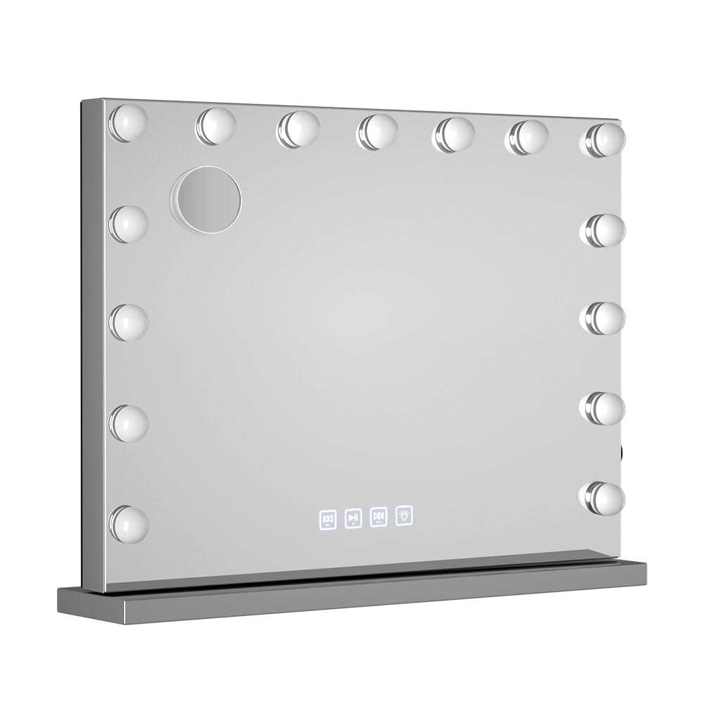 Embellir Bluetooth Makeup Mirror 58x46cm Hollywood Vanity with LED Light Wall-Furniture &gt; Bathroom-PEROZ Accessories