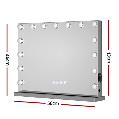 Embellir Bluetooth Makeup Mirror 58x46cm Hollywood Vanity with LED Light Wall-Furniture &gt; Bathroom-PEROZ Accessories