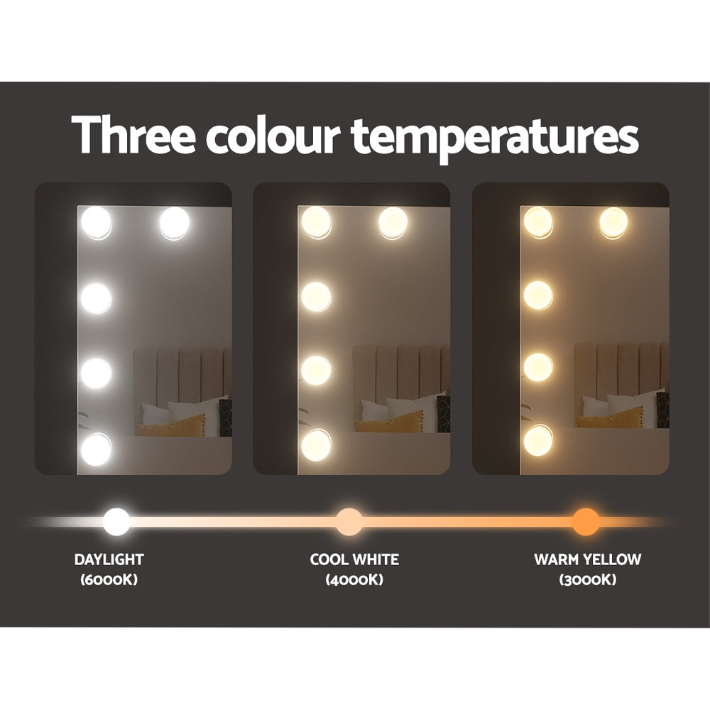 Embellir Bluetooth Makeup Mirror 58x46cm Hollywood Vanity with LED Light Wall-Furniture &gt; Bathroom-PEROZ Accessories