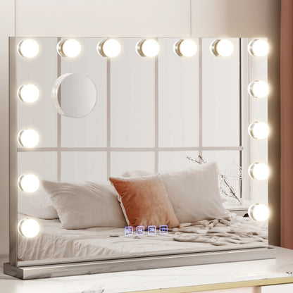 Embellir Bluetooth Makeup Mirror 58x46cm Hollywood Vanity with LED Light Wall-Furniture &gt; Bathroom-PEROZ Accessories