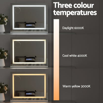 Embellir Bluetooth Makeup Mirror 58x46cm Hollywood Vanity with LED Light Crystal-Makeup Mirrors-PEROZ Accessories