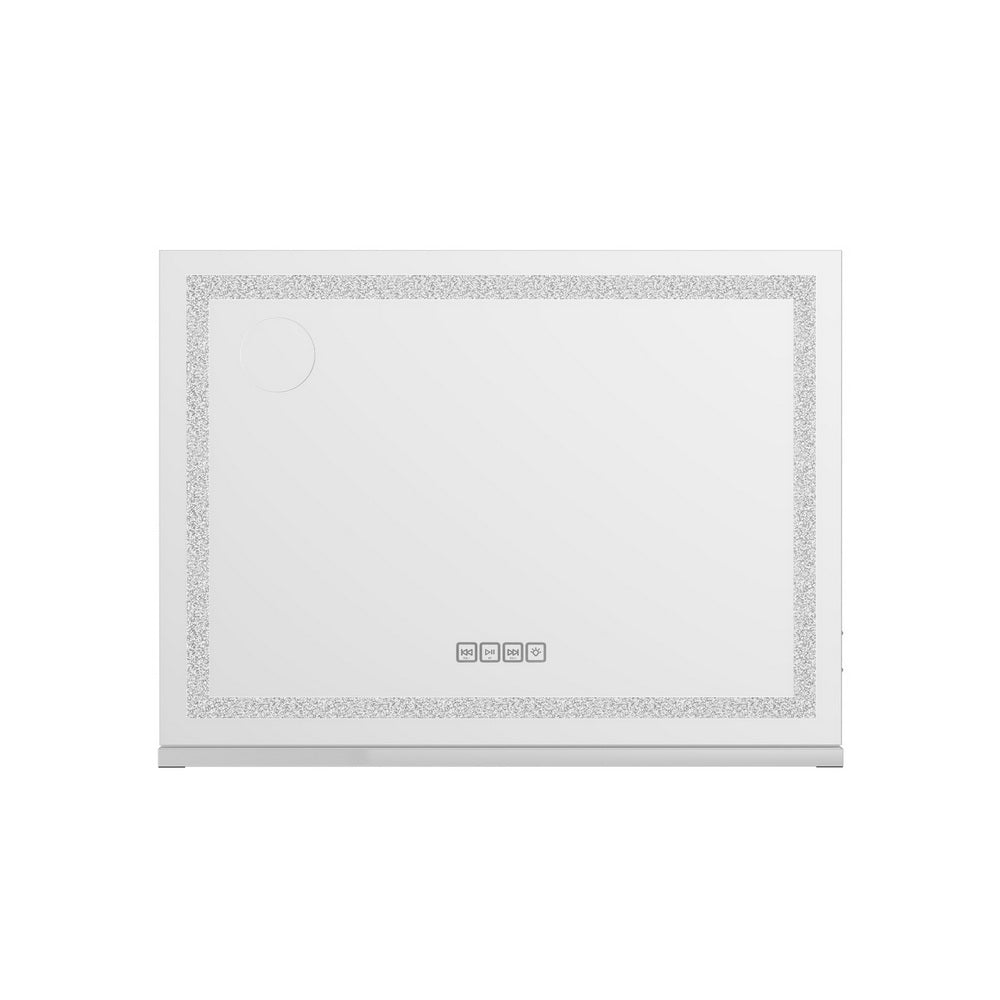 Embellir Bluetooth Makeup Mirror 58x46cm Hollywood Vanity with LED Light Crystal-Makeup Mirrors-PEROZ Accessories