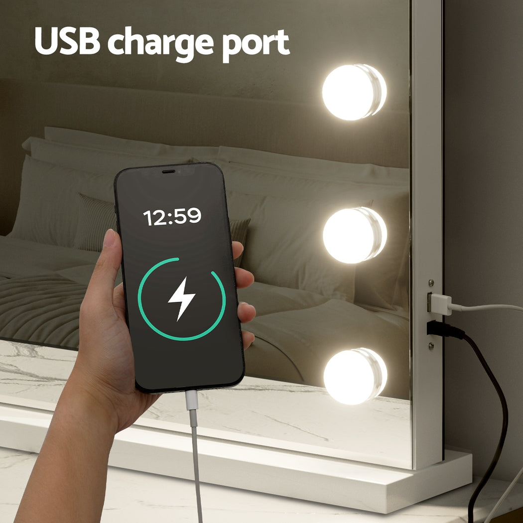 Embellir Makeup Mirror 80x58cm Hollywood Vanity with LED Light Tabletop Wall-Home &amp; Garden &gt; Decor &gt; Mirrors-PEROZ Accessories