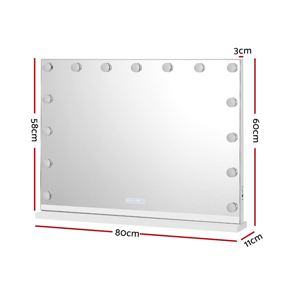 Embellir Bluetooth Makeup Mirror 80X58cm Hollywood with Light Vanity Wall 18 LED-Makeup Mirrors-PEROZ Accessories
