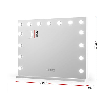 Embellir Bluetooth Makeup Mirror 80x58cm Hollywood Vanity with LED Light Wall-Makeup Mirrors-PEROZ Accessories