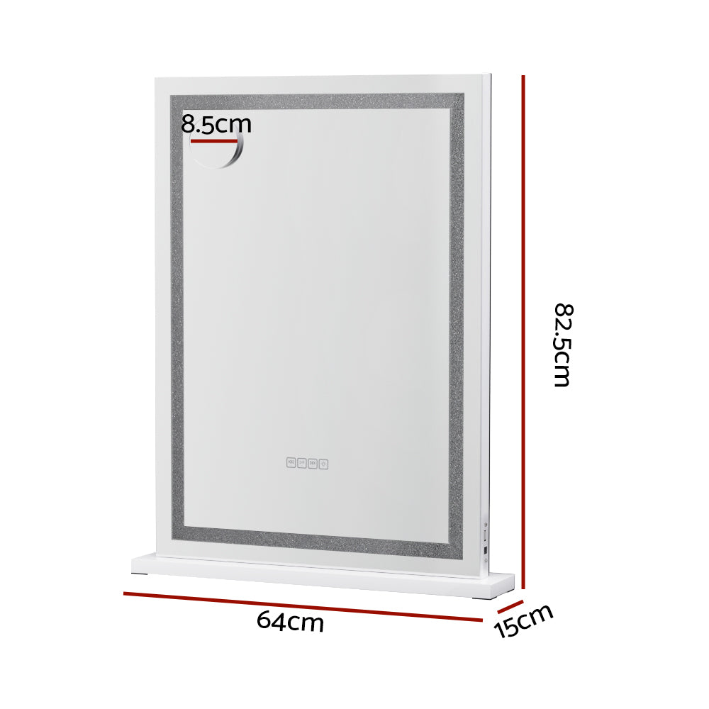 Embellir Bluetooth Makeup Mirror 58x80cm Hollywood Vanity with LED Light Crystal-Home &amp; Garden &gt; Decor &gt; Mirrors-PEROZ Accessories