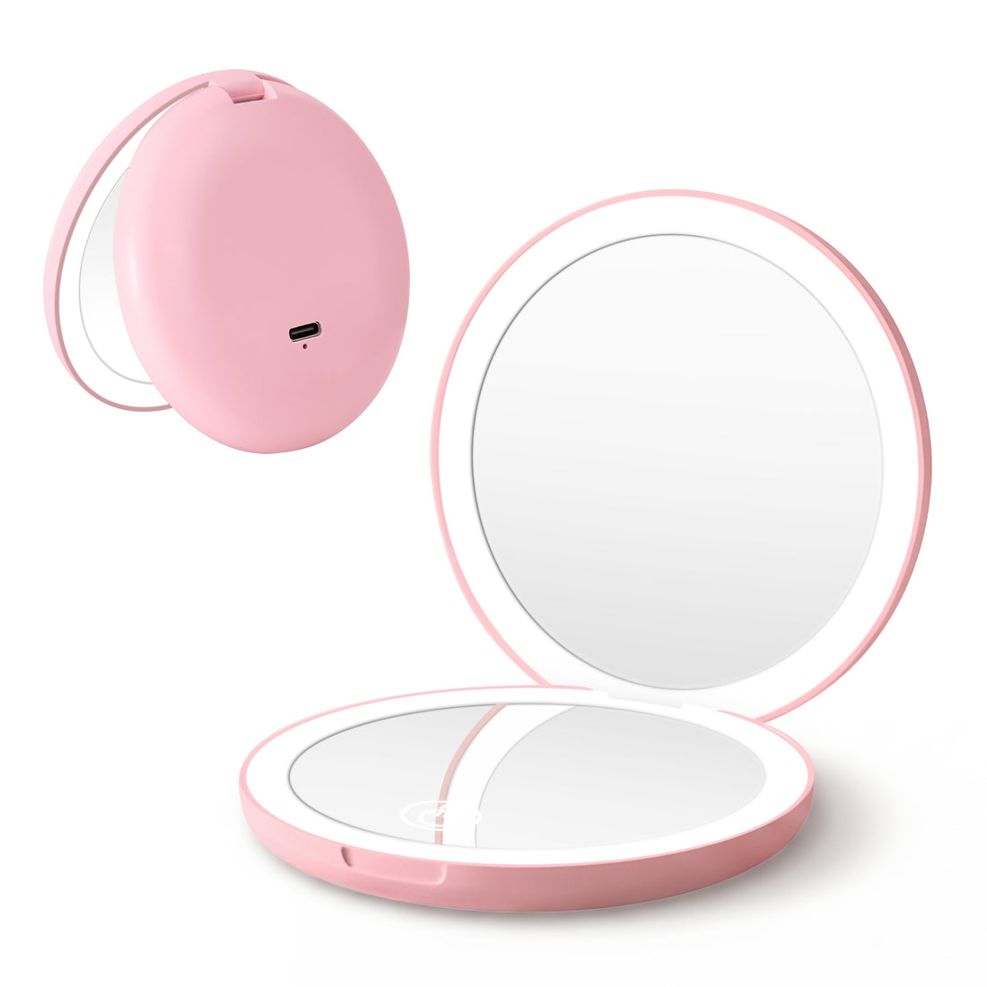 Embellir LED Compact Mirror Lighted Travel Makeup Mirror Pocket-Sized 1x 10x Magnification Round Pink-Health &amp; Beauty > Makeup > Makeup Mirrors-PEROZ Accessories