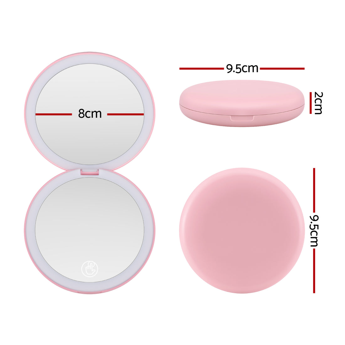 Embellir LED Compact Mirror Lighted Travel Makeup Mirror Pocket-Sized 1x 10x Magnification Round Pink-Health &amp; Beauty > Makeup > Makeup Mirrors-PEROZ Accessories