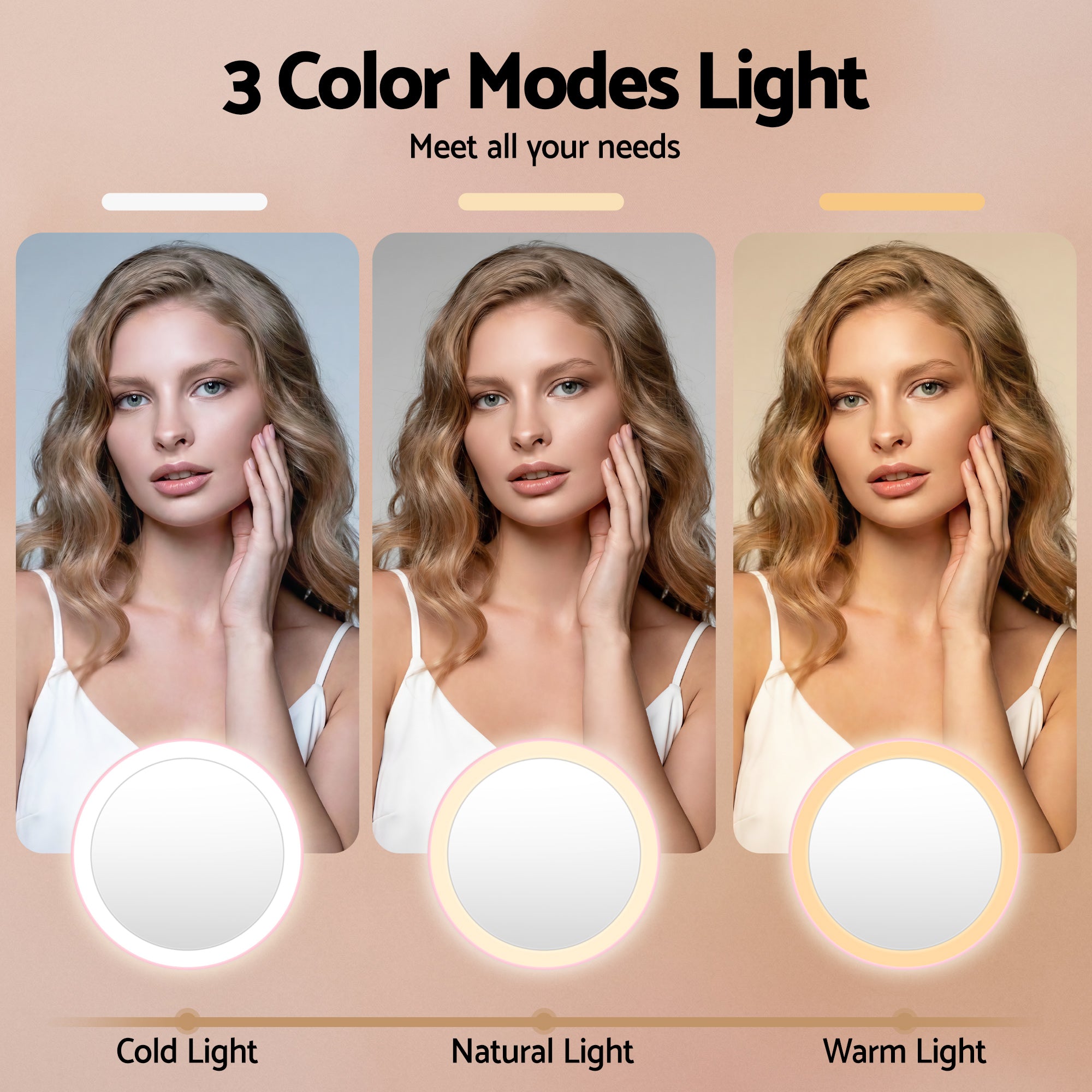 Embellir LED Compact Mirror Lighted Travel Makeup Mirror Pocket-Sized 1x 10x Magnification Round Pink-Health &amp; Beauty > Makeup > Makeup Mirrors-PEROZ Accessories