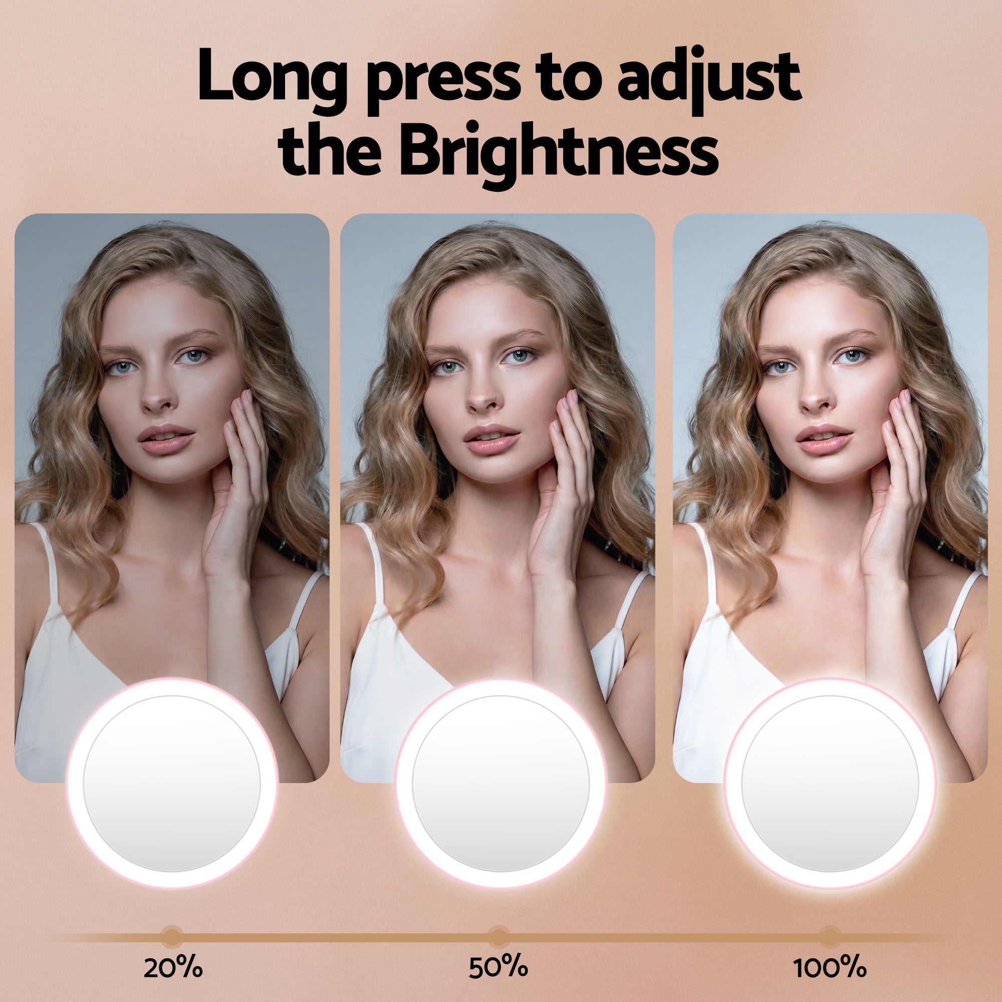 Embellir LED Compact Mirror Lighted Travel Makeup Mirror Pocket-Sized 1x 10x Magnification Round Pink-Health &amp; Beauty > Makeup > Makeup Mirrors-PEROZ Accessories