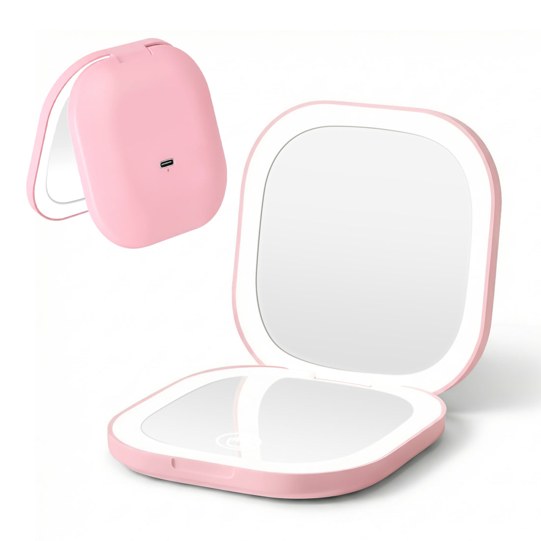 Embellir LED Compact Mirror Lighted Travel Makeup Mirror Pocket-Sized 1x 10x Magnification Square Pink-Health &amp; Beauty > Makeup > Makeup Mirrors-PEROZ Accessories