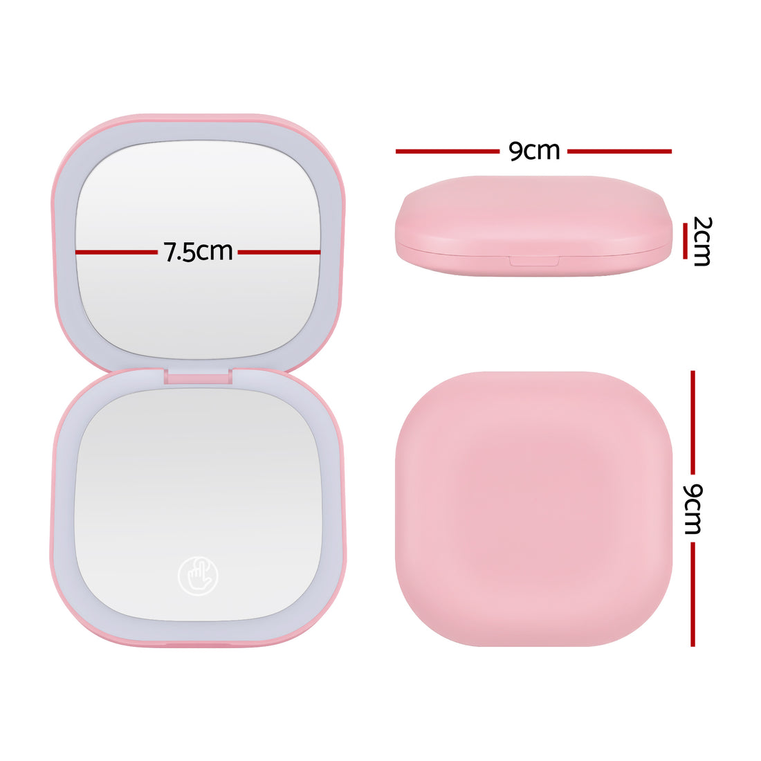 Embellir LED Compact Mirror Lighted Travel Makeup Mirror Pocket-Sized 1x 10x Magnification Square Pink-Health &amp; Beauty > Makeup > Makeup Mirrors-PEROZ Accessories