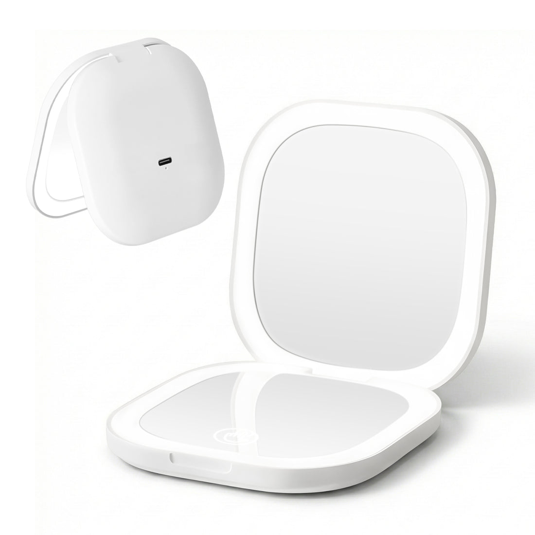 Embellir LED Compact Mirror Lighted Travel Makeup Mirror Pocket-Sized 1x 10x Magnification Square White-Health &amp; Beauty > Makeup > Makeup Mirrors-PEROZ Accessories