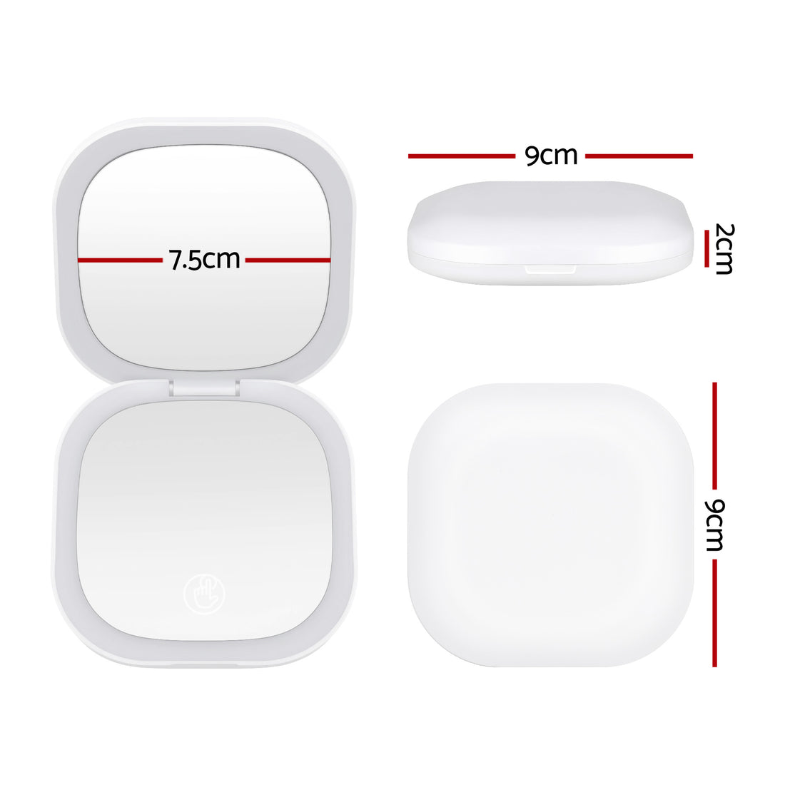 Embellir LED Compact Mirror Lighted Travel Makeup Mirror Pocket-Sized 1x 10x Magnification Square White-Health &amp; Beauty > Makeup > Makeup Mirrors-PEROZ Accessories