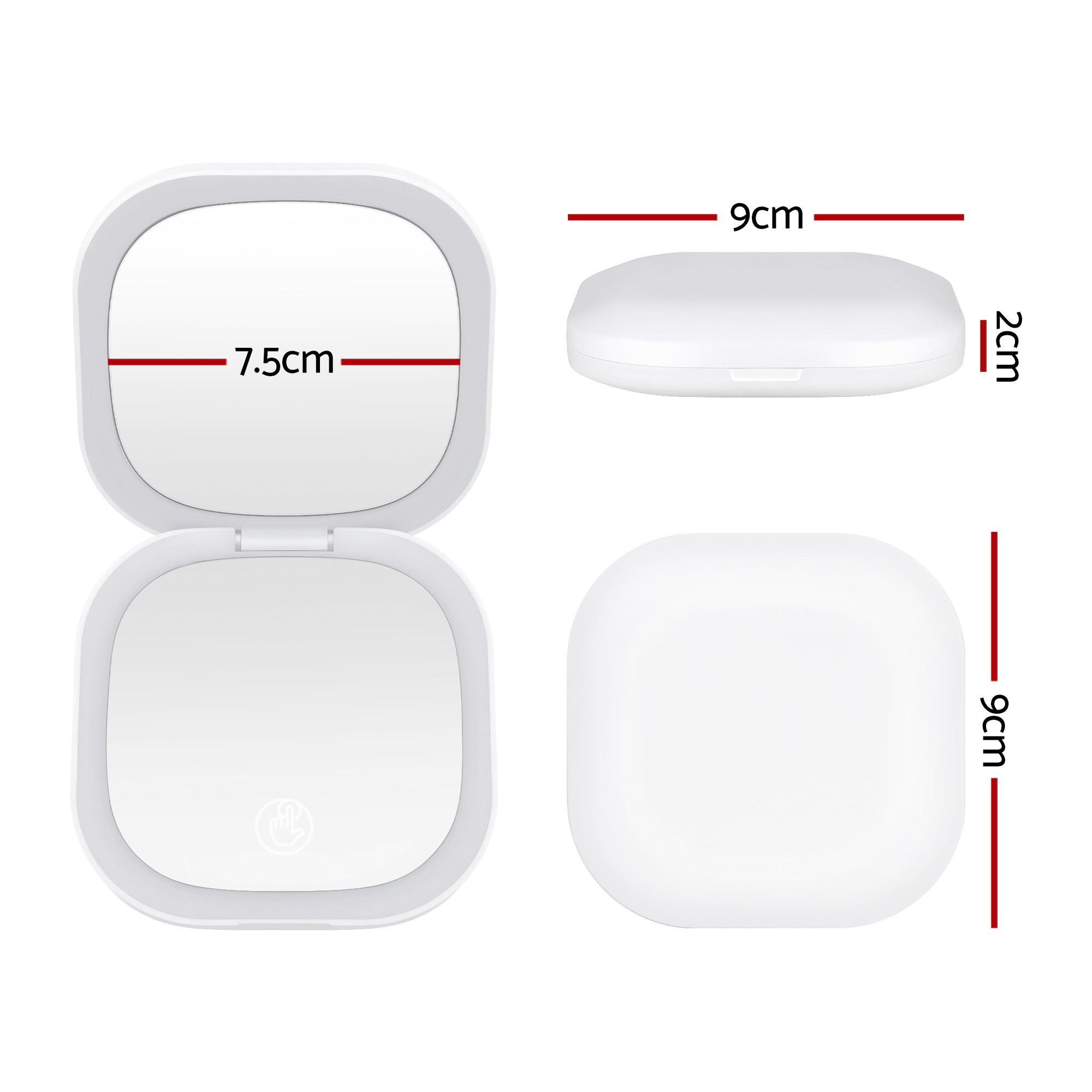 Embellir LED Compact Mirror Lighted Travel Makeup Mirror Pocket-Sized 1x 10x Magnification Square White-Health &amp; Beauty > Makeup > Makeup Mirrors-PEROZ Accessories