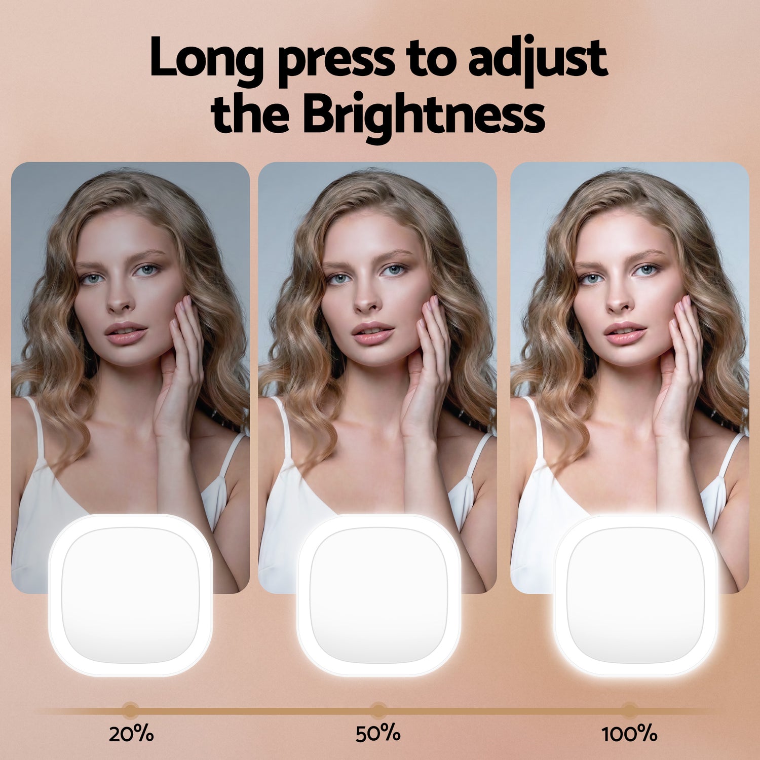 Embellir LED Compact Mirror Lighted Travel Makeup Mirror Pocket-Sized 1x 10x Magnification Square White-Health &amp; Beauty > Makeup > Makeup Mirrors-PEROZ Accessories