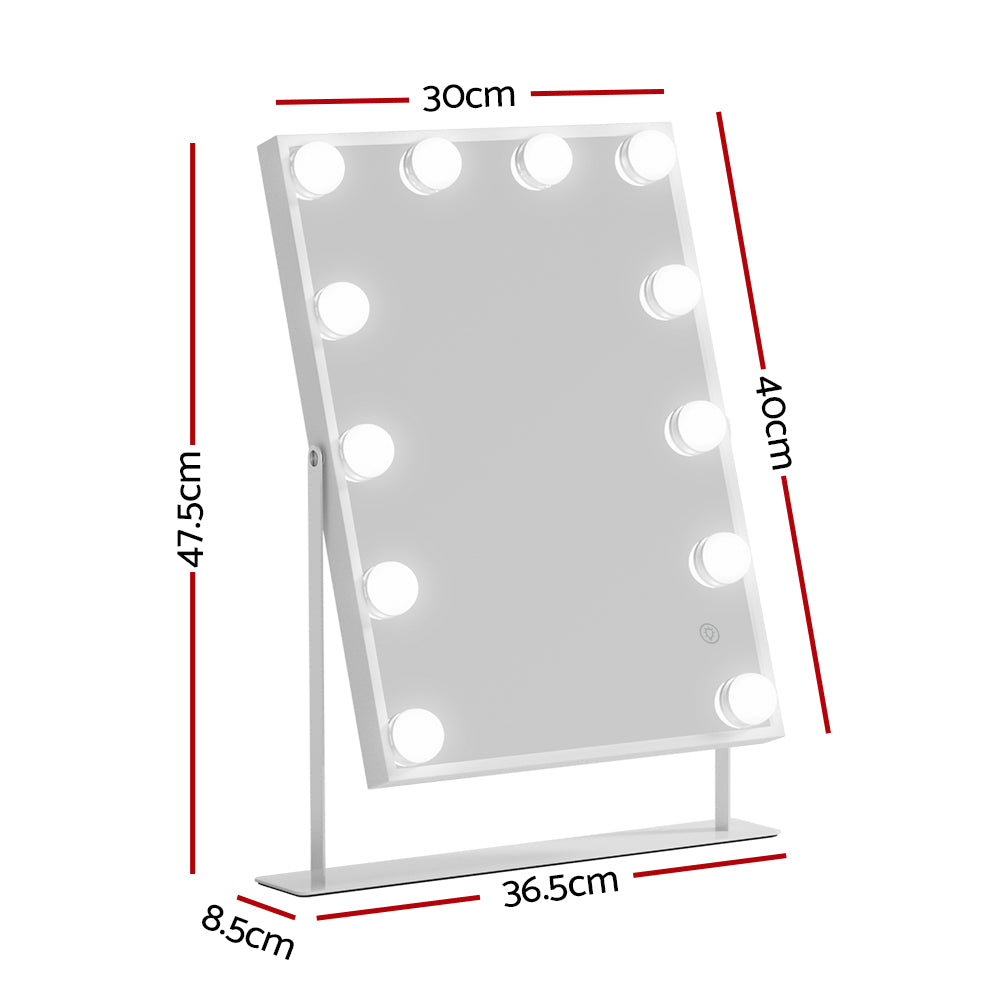 Embellir Bluetooth Makeup Mirror 30x40cm Hollywood Vanity with LED Light White-Home &amp; Garden &gt; Decor &gt; Mirrors-PEROZ Accessories