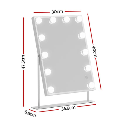 Embellir Bluetooth Makeup Mirror 30x40cm Hollywood Vanity with LED Light White-Home &amp; Garden &gt; Decor &gt; Mirrors-PEROZ Accessories