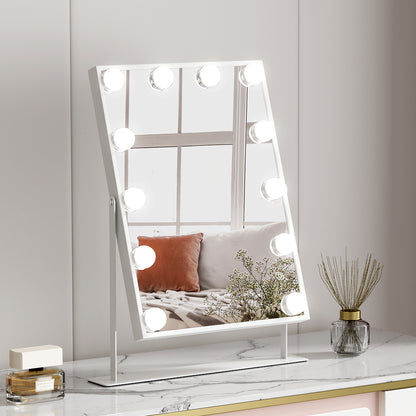Embellir Bluetooth Makeup Mirror 30x40cm Hollywood Vanity with LED Light White-Home &amp; Garden &gt; Decor &gt; Mirrors-PEROZ Accessories