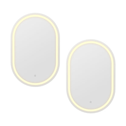 Embellir 2 LED Wall Mirror With Light 50X75CM Bathroom Decor Oval Mirrors Vanity-Health &amp; Beauty &gt; Makeup &gt; Makeup Mirrors-PEROZ Accessories